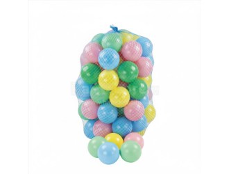  Set bile colorate pentru piscina copii, 100 bucati, diametru 60 mm, in plasa, pastel  multicolor