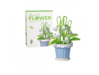 Set constructie pentru copii, floare Crin-de-vale in ghiveci, 105 piese, 6.5x6x9.6 cm