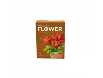 Set constructie pentru copii, floare Bujor in ghiveci, 279 piese, 8x7.5x10 cm
