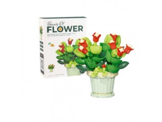 Set constructie pentru copii, floare Trandafir Jasper in ghiveci, 163 piese, 8.1x6.5x9 cm