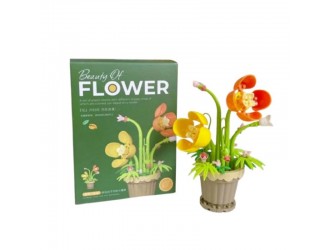  Set constructie pentru copii, floare Narcis in ghiveci, 127 piese, 8.3x7x12 cm