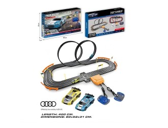Set de joaca Traseu electric cu 2 masini Audi 1:64, Track Master 400 cm, ZJA405286, 6 ani+