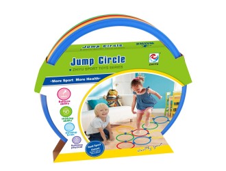 Set joc de sarit tip Sotron cu cercuri multicolore ZJA289564, coordonare si agilitate, 3 ani+