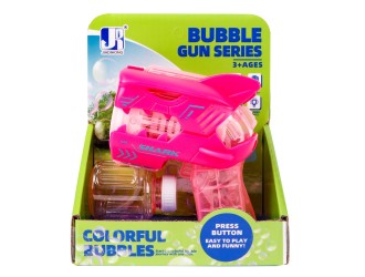 Pistol automat de facut baloane de sapun cu lumini, Roz, ZJA361278, 3 ani+
