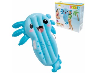 Saltea gonflabila pentru copii Intex Axolotl, cu manere, 109x94x14 cm, max. 40 kg, cod 58159