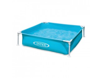 Piscina cu cadru metalic Intex Mini Frame Pool, 122x122x30 cm, 342 L, albastru turcoaz, cod 57173