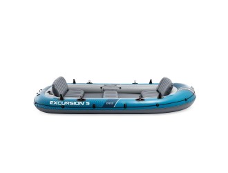 Barca gonflabila Intex Excursion 5, set complet cu vasle si pompa, 366x168x43 cm, max. 600 kg, cod 66325