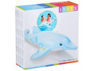 Pluta gonflabila Delfin cu manere, 175x66 cm, max. 40 kg, 3+ ani, Gri
