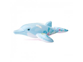 Pluta gonflabila Delfin cu manere, 175x66 cm, max. 40 kg, 3+ ani, Albastru, Intex 58535