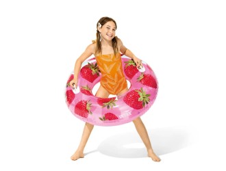 Colac gonflabil cu manere Tropical Fruit, 107 cm, max. 80 kg, Roz, 9+ ani, Intex 56261