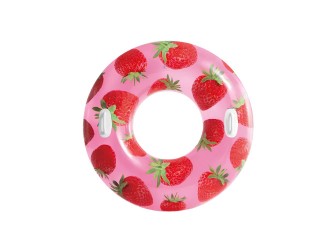 Colac gonflabil cu manere Tropical Fruit, 107 cm, max. 80 kg, Roz, 9+ ani, Intex 56261