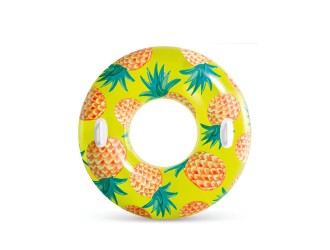 Colac gonflabil cu manere Tropical Fruit, 107 cm, max. 80 kg, Galben, 9+ ani, Intex 56261