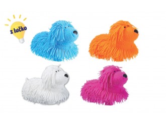 Jucarie antistres squishy catel cu lumina Unikatoy SQUIZI, caine alb, 25589