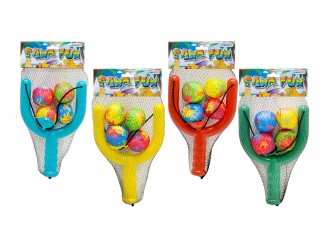 Set prastie copii cu mingi soft 4 piese Unikatoy 25652, rosu