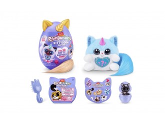 Jucarie de plus surpriza Rainbocorns Kittycorn Cleo S9, coada alba, de colectie, 3+ 03354