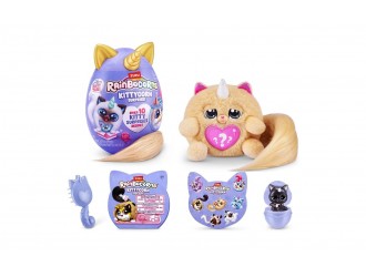 Jucarie de plus surpriza Rainbocorns Kittycorn Lily S9, coada albastra, de colectie, 3+ 03354