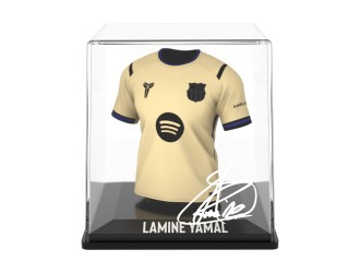 Figurina Football replica mini tricou – FC Barcelona: Lamine Yamal, Away 25/26, cu vitrina acrilica