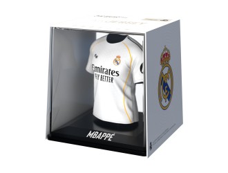 Figurina Football replica mini tricou – Real Madrid: Kylian Mbappe, Home 25/26, cu vitrina acrilica