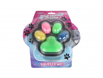 Jucarie antistres Glamour Squishy Labuta de Pisica Giganta, 17 cm, 500 g, Multicolor Neon