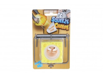 Jucarie antistres Squishy Squeeze Cheese Pop-Up Mouse, Capcana cu Soricel care Iese din Cascaval, 5 cm, Crem