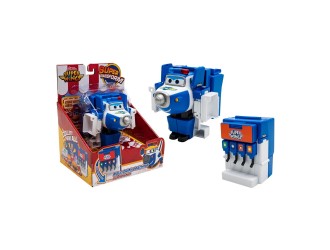 Jucarie Transformabila Super Wings Foodie, Dozator de Suc 2-in-1, Mini Robot Avion Politie Paul