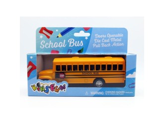 Macheta autobuz metalica Kinsmart School Bus KS6501W, scara 1:70, cu usi care se deschid, Galben