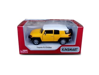 Macheta auto metalica Toyota FJ Cruiser Kinsmart KT5343W, scara 1:36, cu usi care se deschid, Galben