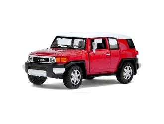 Macheta auto metalica Toyota FJ Cruiser Kinsmart KT5343W, scara 1:36, cu usi care se deschid, Rosu