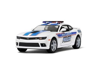 Macheta auto metalica Chevrolet Camaro Police Kinsmart KT5383WPR 1:38, cu usi care se deschid, Alb