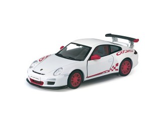 Macheta auto metalica 2010 Porsche 911 GT3 RS Kinsmart KT5352W 1:36, cu usi care se deschid, Alb