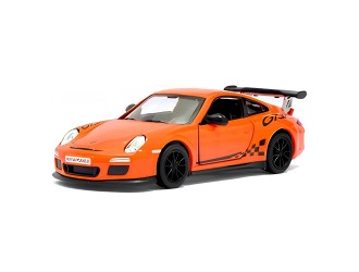 Macheta auto metalica 2010 Porsche 911 GT3 RS Kinsmart KT5352W 1:36, cu usi care se deschid, Portocaliu