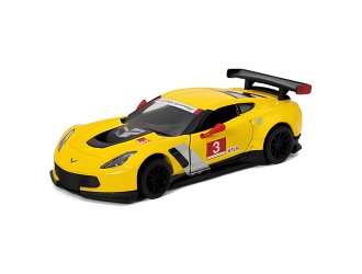 Macheta auto metalica Chevrolet Corvette C7.R 2016 Kinsmart KT5397W 1:36, cu usi care se deschid, Galben