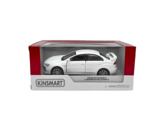 Macheta auto metalica 2008 Mitsubishi Lancer Evolution X Kinsmart KT5329W, scara 1:36, cu usi care se deschid, Alb