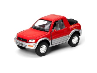 Macheta auto metalica Toyota RAV4 Cabrio Kinsmart KT5011W, scara 1:32, cu usi care se deschid, Rosu