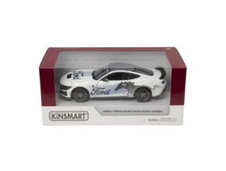 Macheta auto metalica Ford Mustang Dark Horse Kinsmart KT5455WF, scara 1:38, cu usi care se deschid, Alb