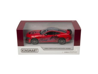 Macheta auto metalica Ford Mustang Dark Horse Kinsmart KT5455WF, scara 1:38, cu usi care se deschid, Rosu