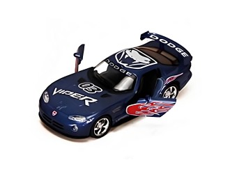 Macheta auto metalica Dodge Viper GTSR Kinsmart KT5039, scara 1:36, cu usi care se deschid, Albastru