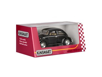Macheta auto metalica 1967 Volkswagen Classical Beetle Kinsmart KT5057W, scara 1:32, cu usi care se deschid, Negru