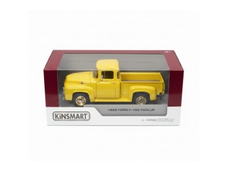 Macheta auto metalica 1956 Ford F-100 Pickup Kinsmart KT5385W, scara 1:38, cu usi care se deschid, Galben