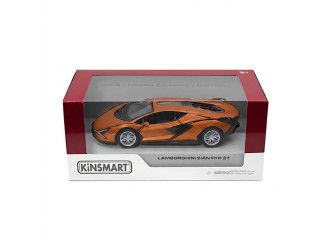 Macheta auto metalica Lamborghini Sian FKP 37 Kinsmart KT5431W, scara 1:32, cu usi care se deschid, Portocaliu