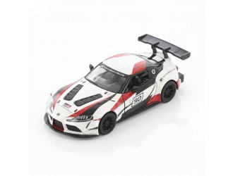 Macheta auto metalica Toyota GR Supra Racing Concept Kinsmart KT5421W, scara 1:36, cu usi care se deschid, Alb