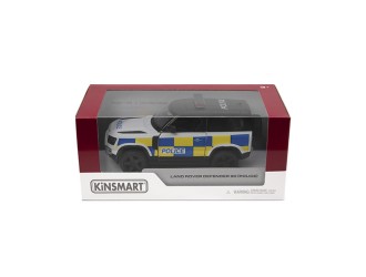 acheta auto metalica Land Rover Defender 90 Police Kinsmart KT5428WP, scara 1:36, cu usi care se deschid