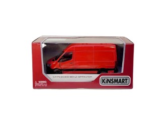 Macheta auto metalica Mercedes-Benz Sprinter Kinsmart KT5426W, scara 1:38, cu usi care se deschid, Rosu