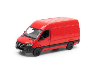 Macheta auto metalica Mercedes-Benz Sprinter Kinsmart KT5426W, scara 1:38, cu usi care se deschid, Rosu