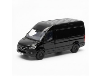 Macheta auto metalica Mercedes-Benz Sprinter Kinsmart KT5426W, scara 1:38, cu usi care se deschid, Negru