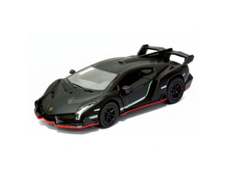 Macheta auto metalica Lamborghini Veneno Kinsmart KT5370W, scara 1:38, cu usi care se deschid, Negru