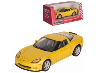 Macheta auto metalica Chevrolet Corvette Z06 Kinsmart KT5320W, scara 1:36, cu usi care se deschid, Galben