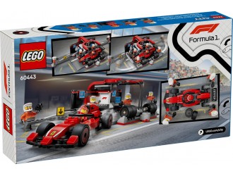 Set de constructie LEGO City 60443 Oprire la boxe F1 cu echipa si masina Ferrari, jucarie de construit