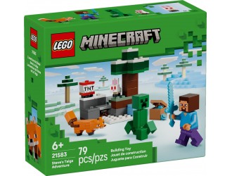 Set de constructie LEGO Minecraft 21583 Aventura lui Steve in taiga, jucarie de construit