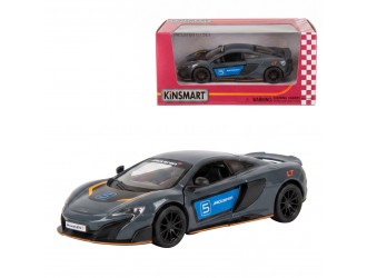 Macheta auto metalica McLaren 675LT (Livery Edition) Kinsmart KT5392WF, scara 1:36, cu usi care se deschid, Gri inchis